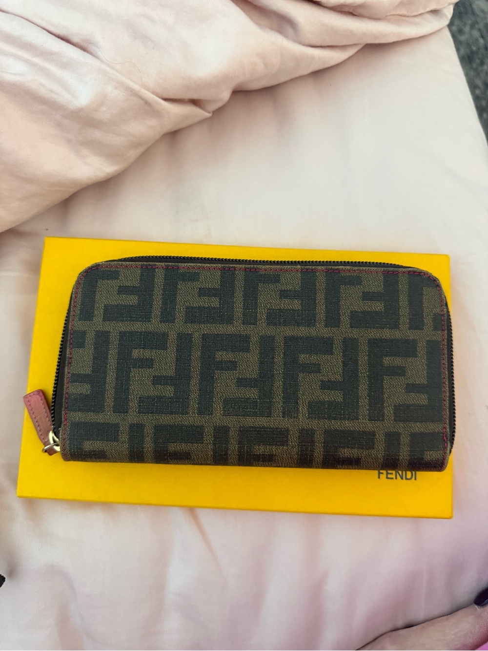 FENDI Zucca Monogram Canvas Zip Wallet